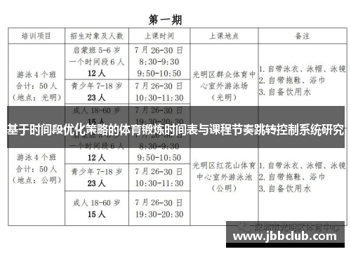 基于时间段优化策略的体育锻炼时间表与课程节奏跳转控制系统研究